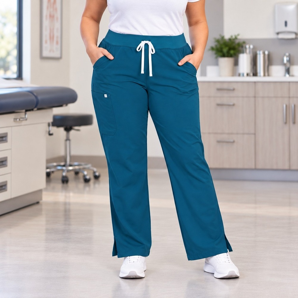 Figs Caribbean Blue Kade Straight Leg Scrub Pant Women's Large Elevated Medical